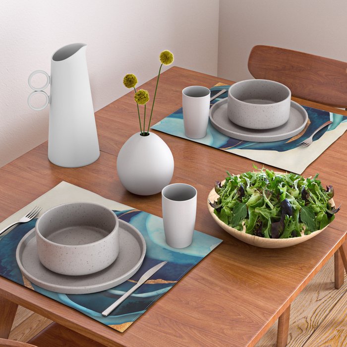 Abstract Blue with Gold Placemat Gallery Image 2