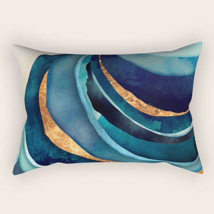 Abstract Blue with Gold Rectangular Pillow Gallery Image 2