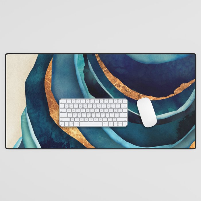 Abstract Blue with Gold Desk Mat Gallery Image 1
