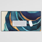 Abstract Blue with Gold Desk Mat Gallery Image 1