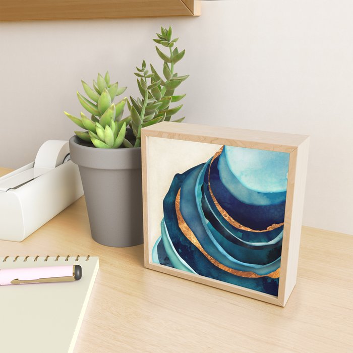 Abstract Blue with Gold Mini Art Print Gallery Image 2