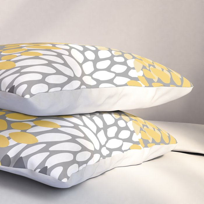 Modern Elegant Chic Floral Pattern, Soft Yellow, Gray, White Pillow Sham Gallery Image 3