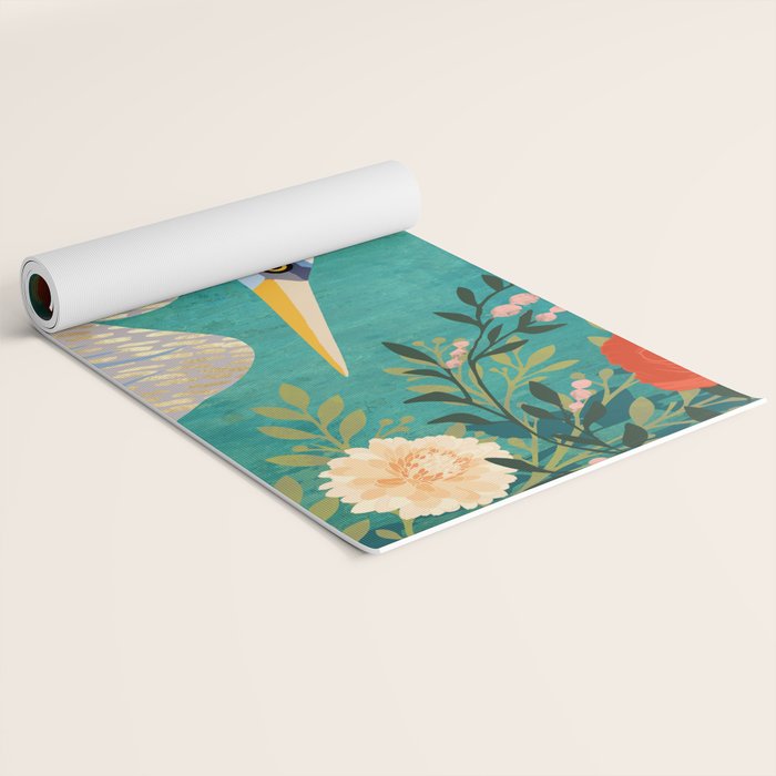 Bohemian Floral Heron Yoga Mat Gallery Image 2