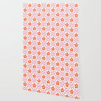 Orange Flower Pink & White Warped Double Checker Wallpaper Gallery Image 2