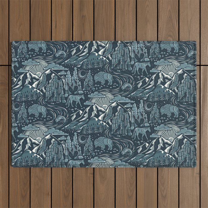 Wild West - Blue Outdoor Rug Gallery Image 1