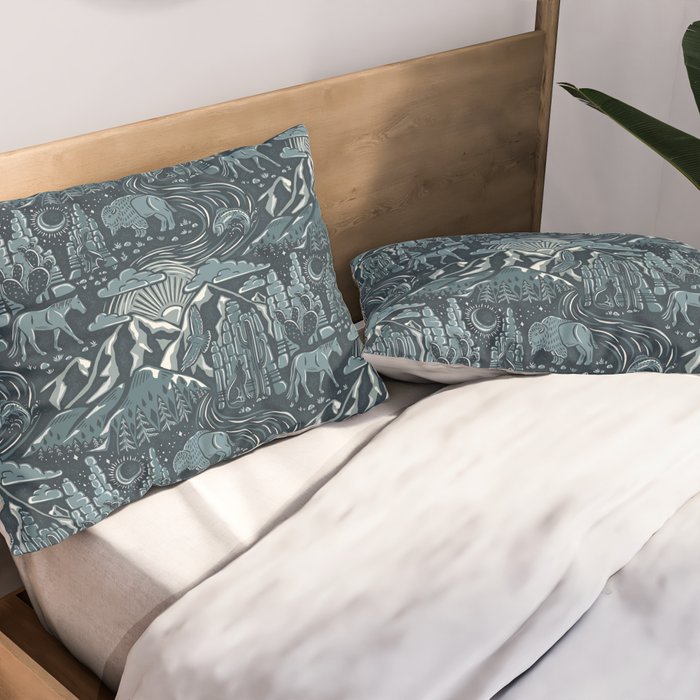 Wild West - Blue Pillow Sham Gallery Image 2