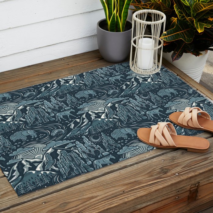 Wild West - Blue Outdoor Rug Gallery Image 2