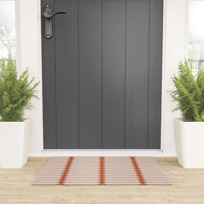 Minimal Geometric Pattern - Coral Welcome Mat Gallery Image 3