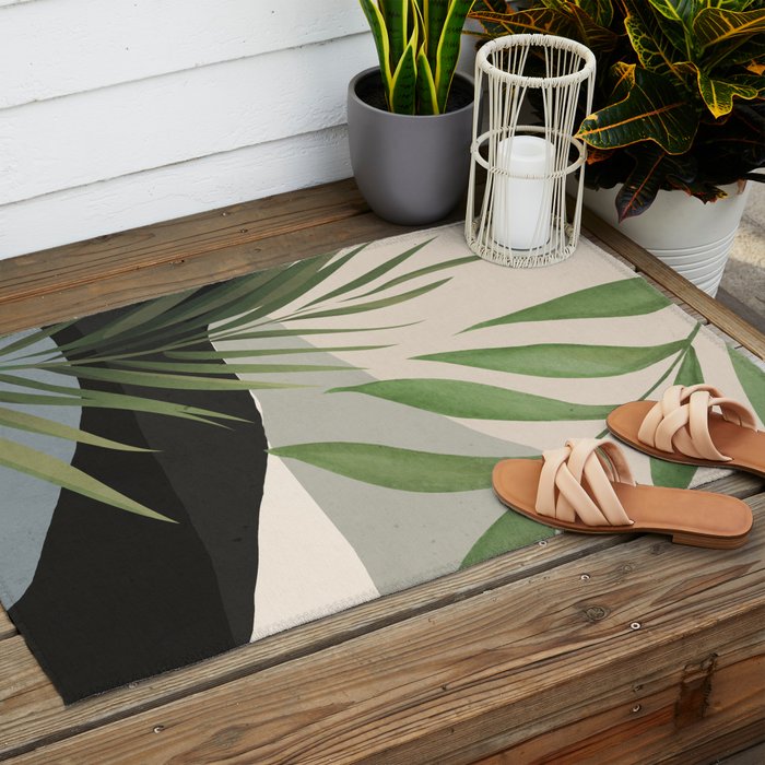 Abstract Art Tropical Leaves 49 Outdoor Rug Gallery Image 2
