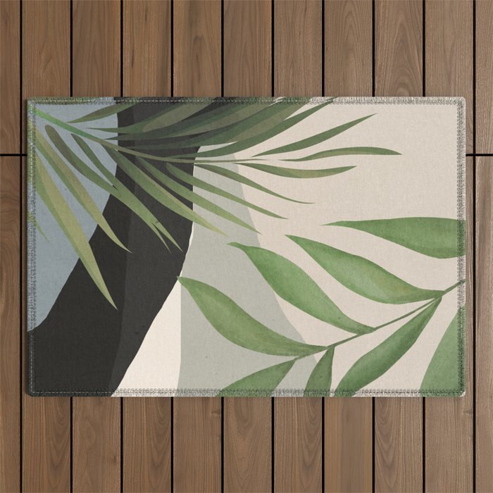 Abstract Art Tropical Leaves 49 Outdoor Rug Gallery Image 1