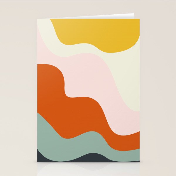 fluid waves mid century summer Stationery Card Gallery Image 2