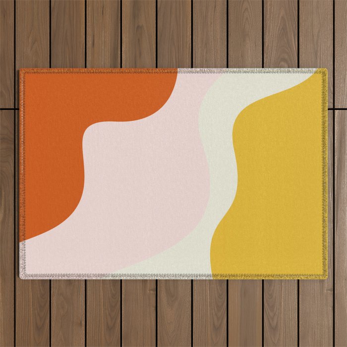 fluid waves mid century summer Outdoor Rug Gallery Image 1