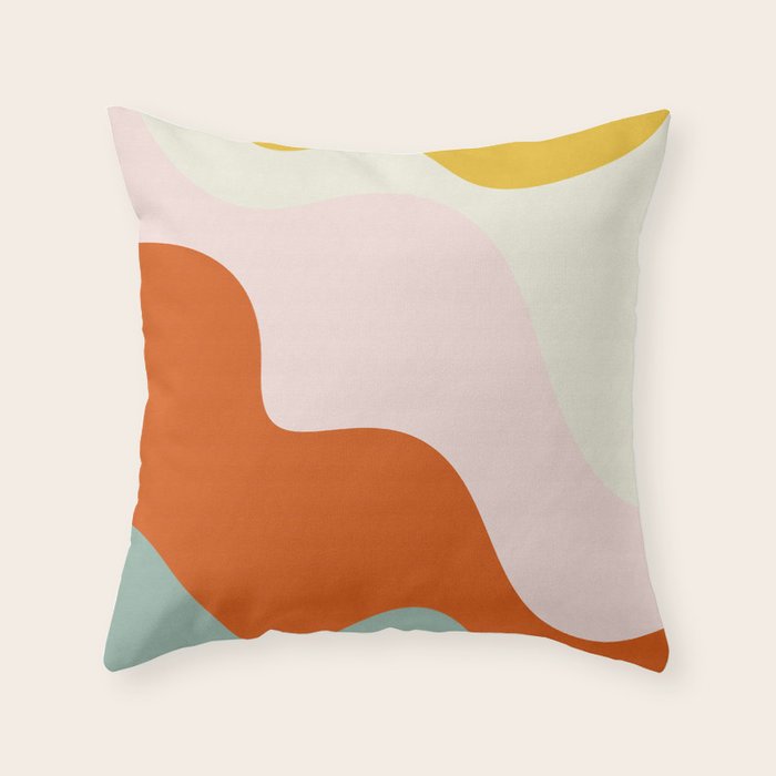 fluid waves mid century summer Throw Pillow Gallery Image 6