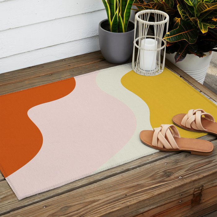 fluid waves mid century summer Outdoor Rug Gallery Image 2
