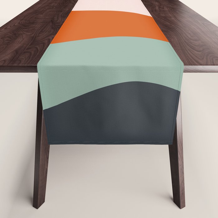 fluid waves mid century summer Table Runner Gallery Image 1