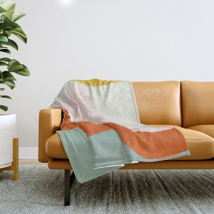 fluid waves mid century summer Throw Blanket Gallery Image 1