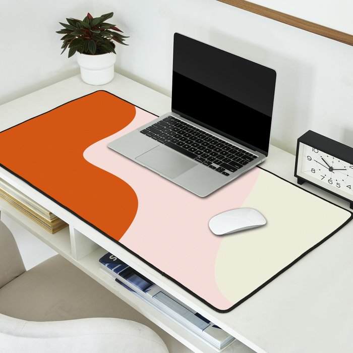 fluid waves mid century summer Desk Mat Gallery Image 2