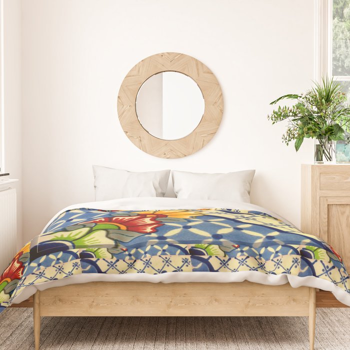 talavera mexican tile in blu Duvet Cover Gallery Image 3
