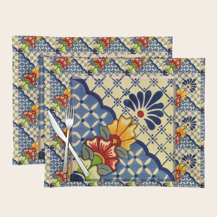 talavera mexican tile in blu Placemat Gallery Image 1