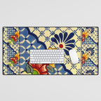talavera mexican tile in blu Desk Mat Gallery Image 1