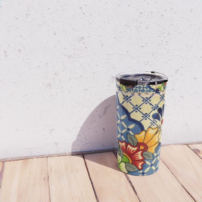 talavera mexican tile in blu Travel Mug Gallery Image 4