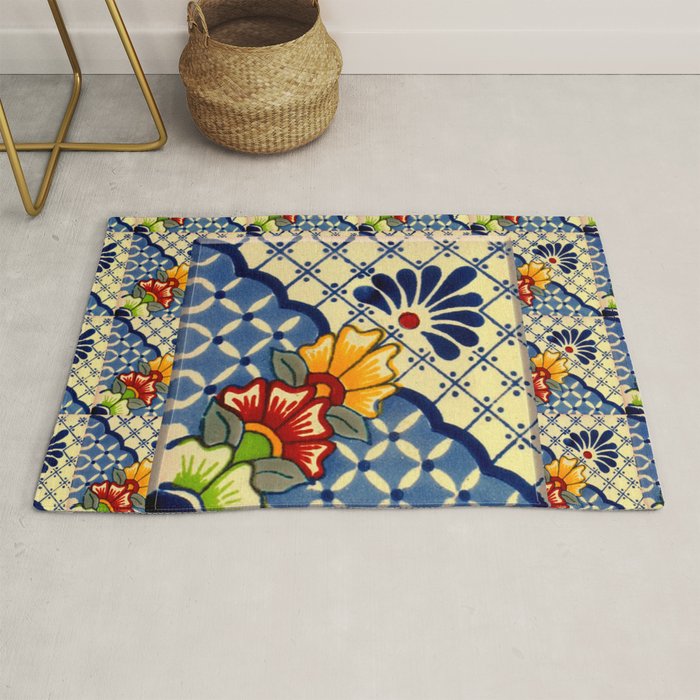 talavera mexican tile in blu Rug Gallery Image 1