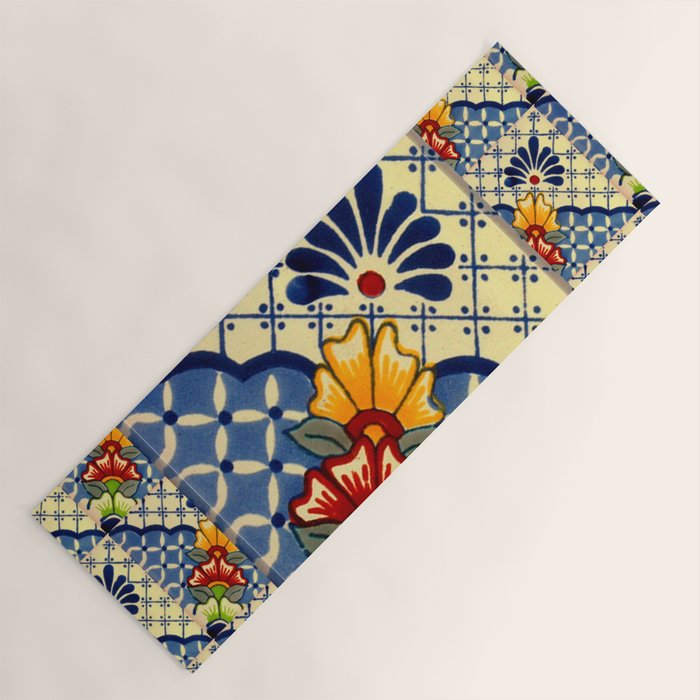 talavera mexican tile in blu Yoga Mat Gallery Image 1