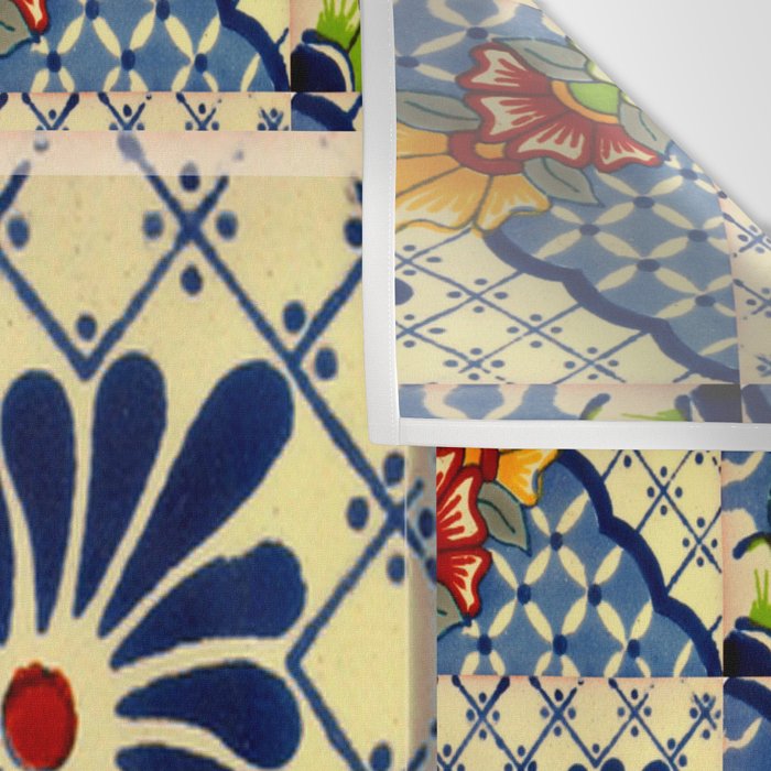talavera mexican tile in blu Wall Tapestry Gallery Image 3