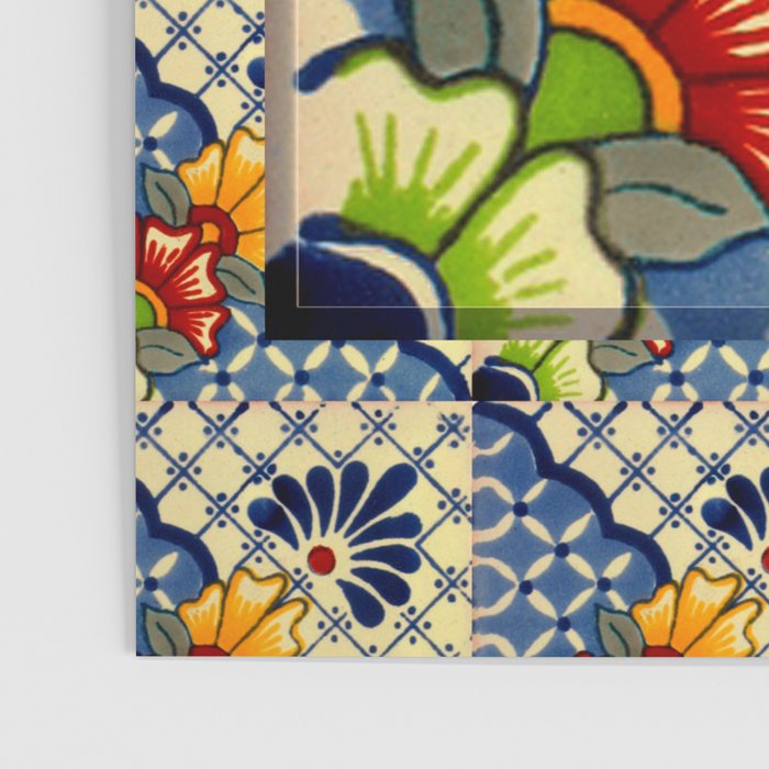 talavera mexican tile in blu Poster Gallery Image 3
