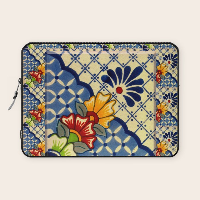 talavera mexican tile in blu Laptop Sleeve Gallery Image 1