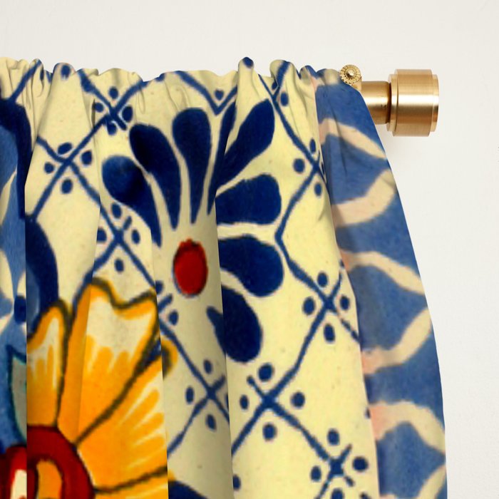 talavera mexican tile in blu Window Curtain Gallery Image 2