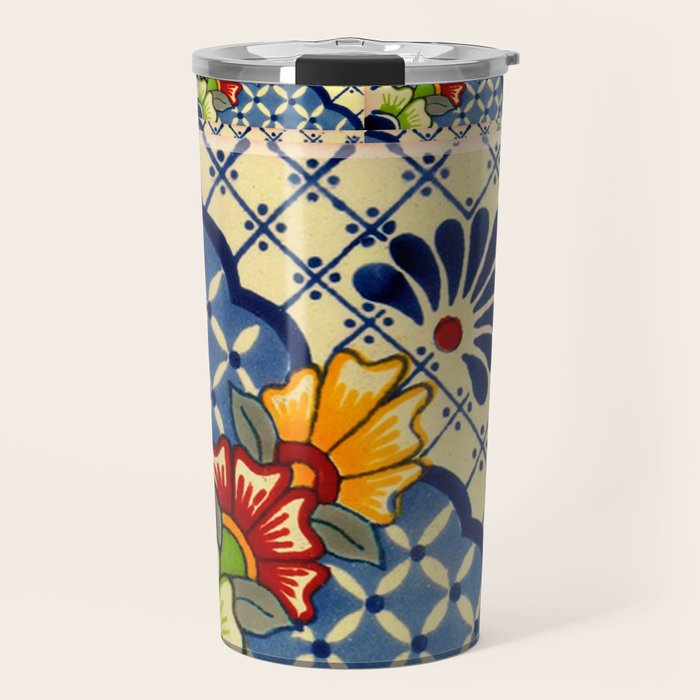 talavera mexican tile in blu Travel Mug Gallery Image 1
