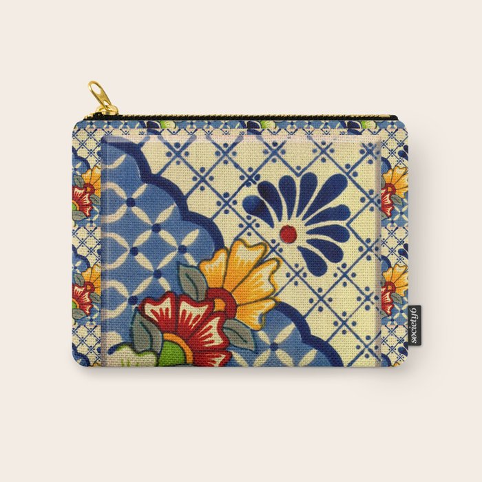 talavera mexican tile in blu Carry All Pouch Gallery Image 1