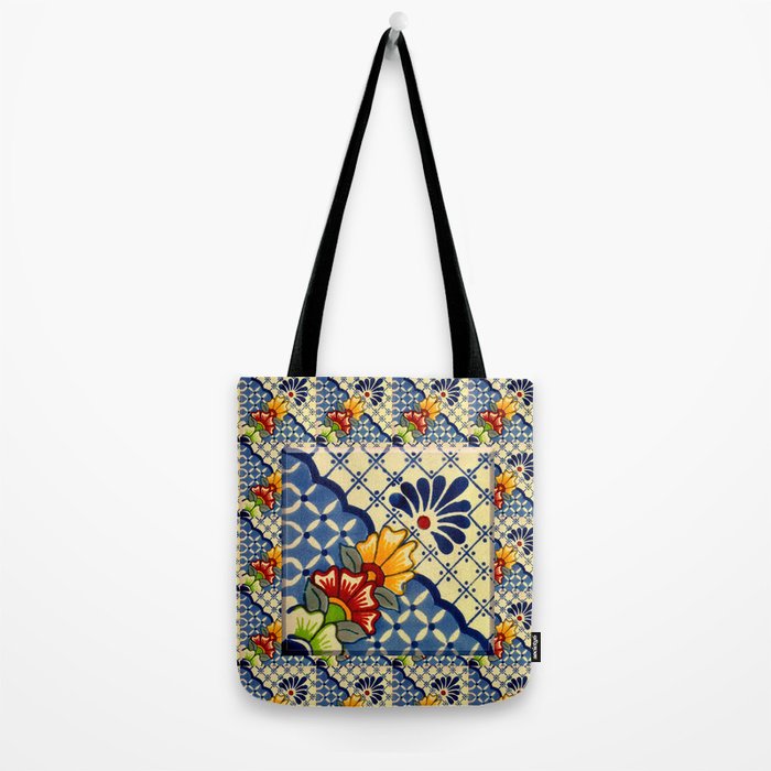 talavera mexican tile in blu Tote Bag Gallery Image 2