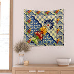 talavera mexican tile in blu Wall Tapestry Gallery Image 2