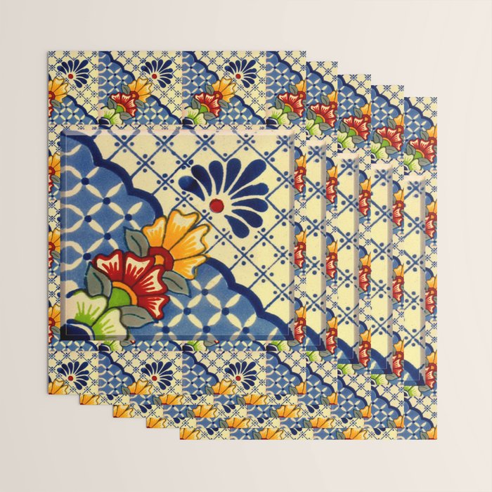 talavera mexican tile in blu Wrapping Paper Gallery Image 3