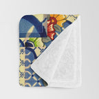 talavera mexican tile in blu Throw Blanket Gallery Image 3