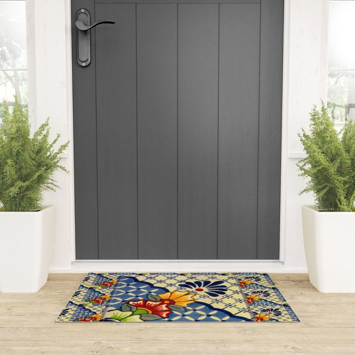 talavera mexican tile in blu Welcome Mat Gallery Image 3