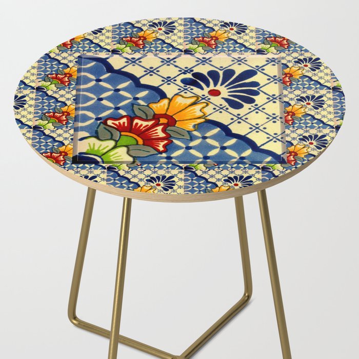 talavera mexican tile in blu Side Table Gallery Image 2