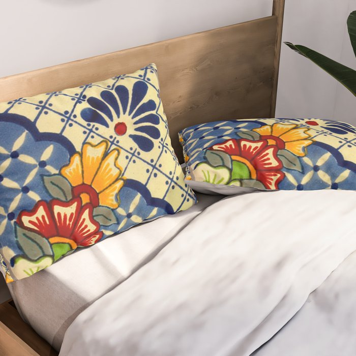 talavera mexican tile in blu Pillow Sham Gallery Image 2