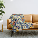 talavera mexican tile in blu Throw Blanket Gallery Image 1
