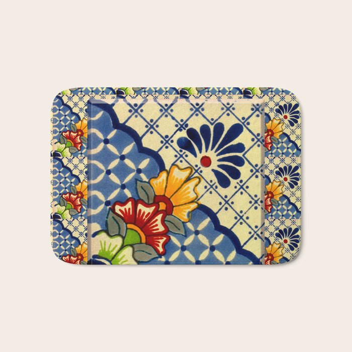 talavera mexican tile in blu Bath Mat Gallery Image 1