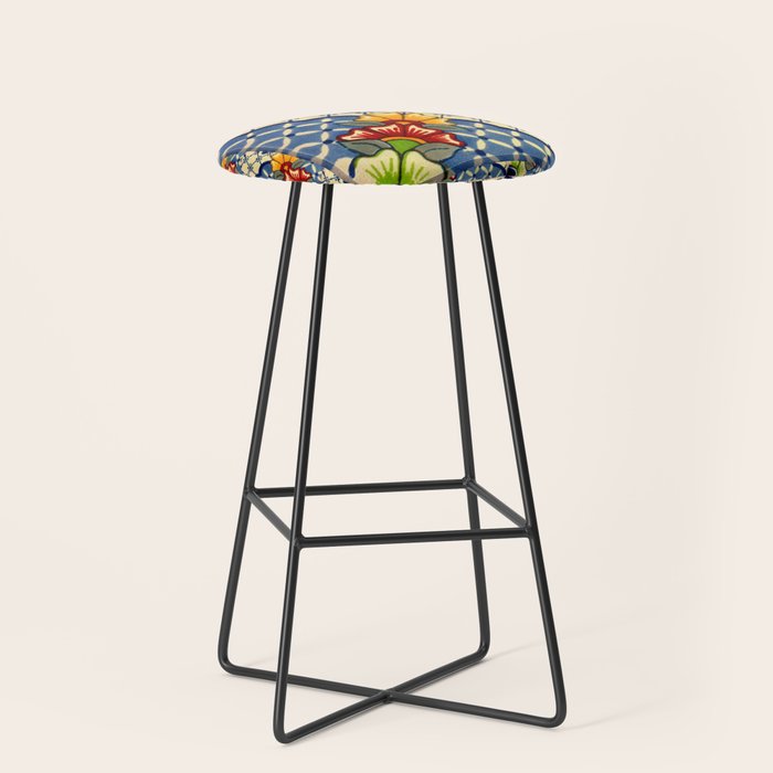 talavera mexican tile in blu Stool Gallery Image 1