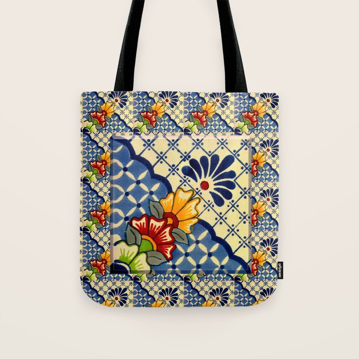 talavera mexican tile in blu Tote Bag Gallery Image 1