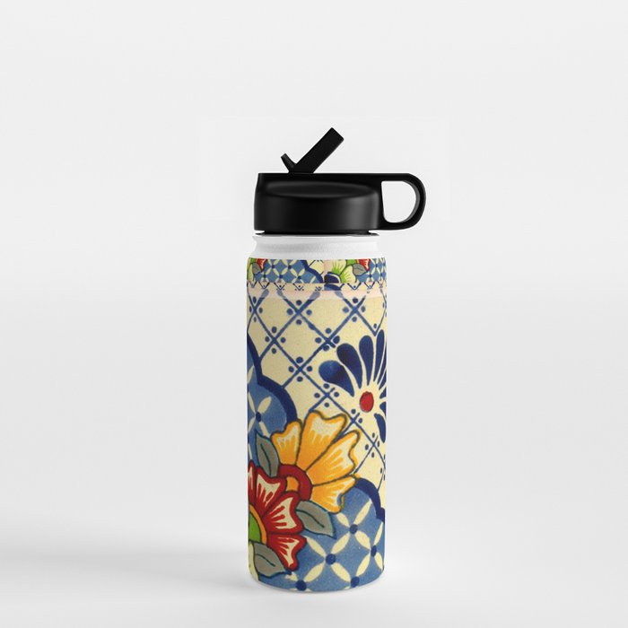 talavera mexican tile in blu Water Bottle Gallery Image 1