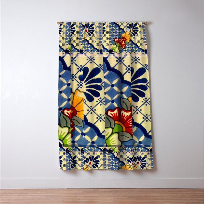 talavera mexican tile in blu Window Curtain Gallery Image 3