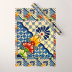 talavera mexican tile in blu Wrapping Paper Gallery Image 1