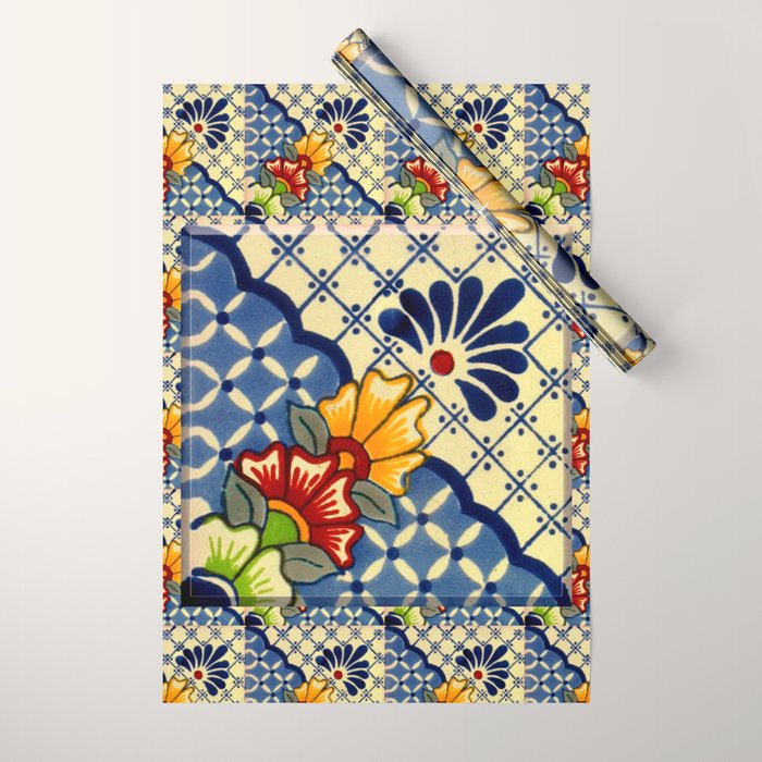talavera mexican tile in blu Wrapping Paper Gallery Image 1