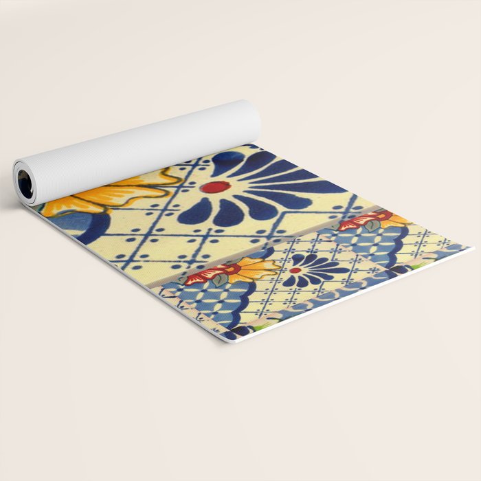 talavera mexican tile in blu Yoga Mat Gallery Image 2