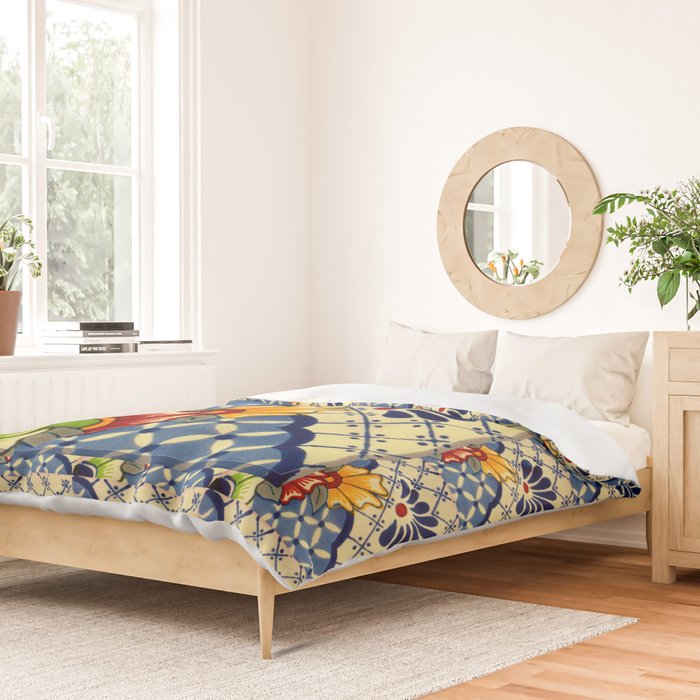 talavera mexican tile in blu Duvet Cover Gallery Image 2